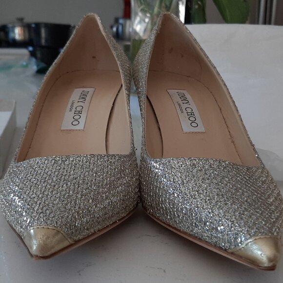 Jimmy Choo Champagne Aurora Heels - Picture 1 of 10